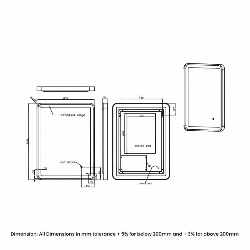 RAK Ceramics Picture Soft 600 X 800mm LED Mirror - Brushed Nickel - RAKPICSFBN5002 2 RAK Ceramics Picture Soft 600 X 800mm LED Mirror - Brushed Nickel - RAKPICSFBN5002 - Image 2