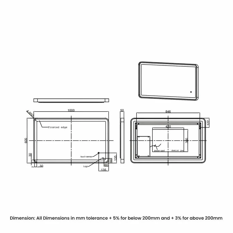 RAK Ceramics Picture Soft 600 X 1000mm LED Mirror - Chrome - RAKPICSFCP5003 2 RAK Ceramics Picture Soft 600 X 1000mm LED Mirror - Chrome - RAKPICSFCP5003 - Image 2