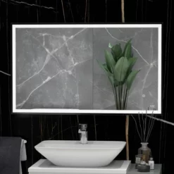 RAK Ceramics Picture Square 600 X 1200mm LED Illuminated Mirror - Matt Black - RAKPICSQMB5004