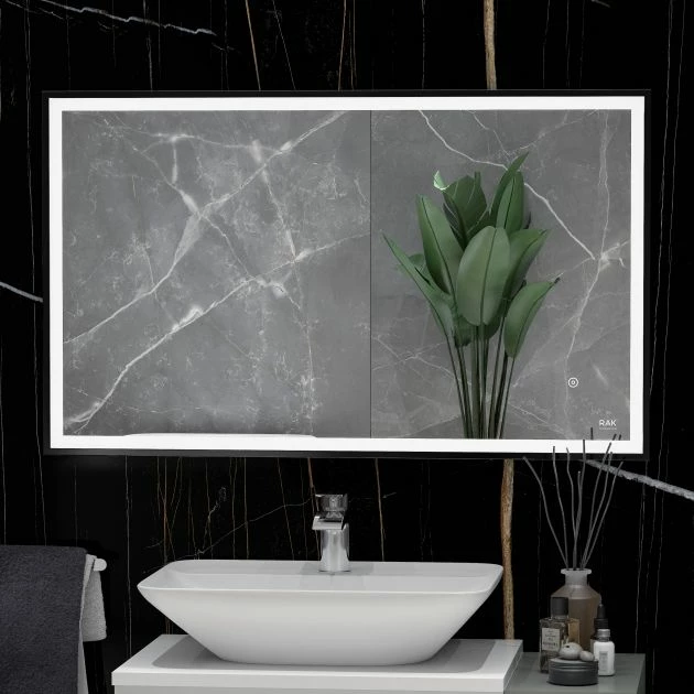 RAK Ceramics Picture Square 600 X 1200mm LED Illuminated Mirror - Matt Black - RAKPICSQMB5004 1 RAK Ceramics Picture Square 600 X 1200mm LED Illuminated Mirror - Matt Black - RAKPICSQMB5004