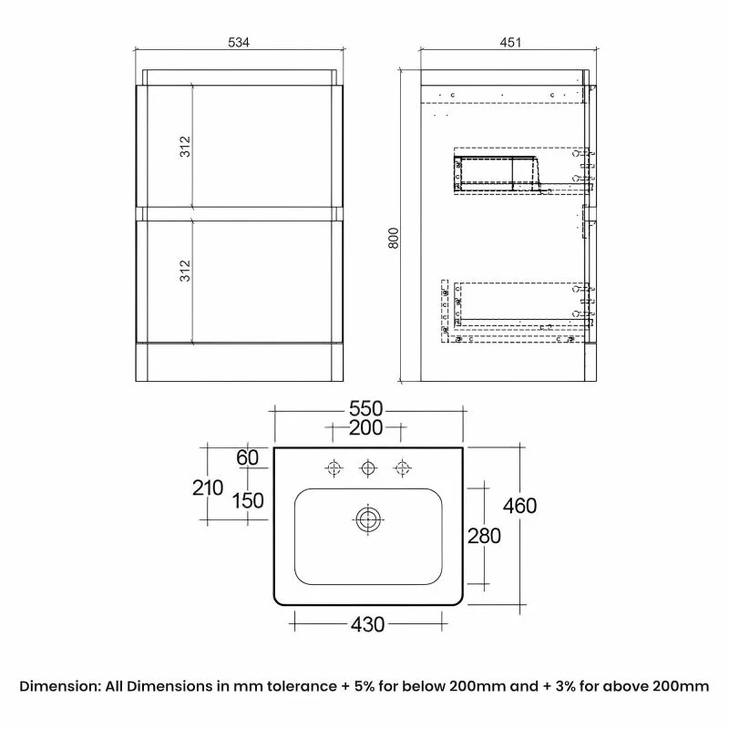 RAK Ceramics Resort Floor Standing 550mm Basin Unit - Denim Blue - RAKRSTFSU55604 2 RAK Ceramics Resort Floor Standing 550mm Basin Unit - Denim Blue - RAKRSTFSU55604 - Image 2