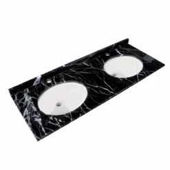 RAK Ceramics Washington 1200mm Marble Countertop & Drop In Basin- 1 Tap Hole - Black - RAKWCM120B1