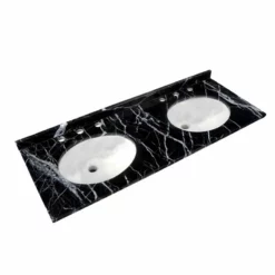 RAK Ceramics Washington 1200mm Marble Countertop & Drop In Basin - 3 Tap Holes - Black - RAKWCM120B3