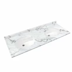 RAK Ceramics Washington 1200mm Marble Countertop & Drop In Basin - 1 Tap Hole - White - RAKWCM120W1