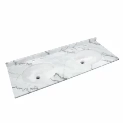 RAK Ceramics Washington 1200mm Marble Countertop & Drop In Basin - 3 Tap Holes - Black - RAKWCM120W3
