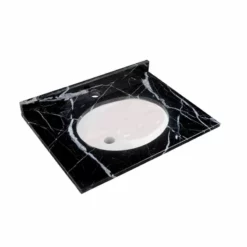 RAK Ceramics Washington 600mm Marble Countertop & Drop In Basin - 1 Tap Hole - Black - RAKWCM60B1