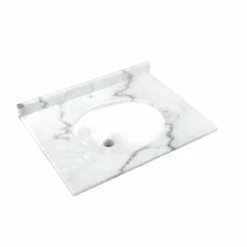 RAK Ceramics Washington 600mm Marble Countertop & Drop In Basin - 1 Tap Hole - White - RAKWCM60W1