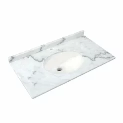 RAK Ceramics Washington 800mm Marble Countertop & Drop In Basin - 1 Tap Hole - White - RAKWCM80W1