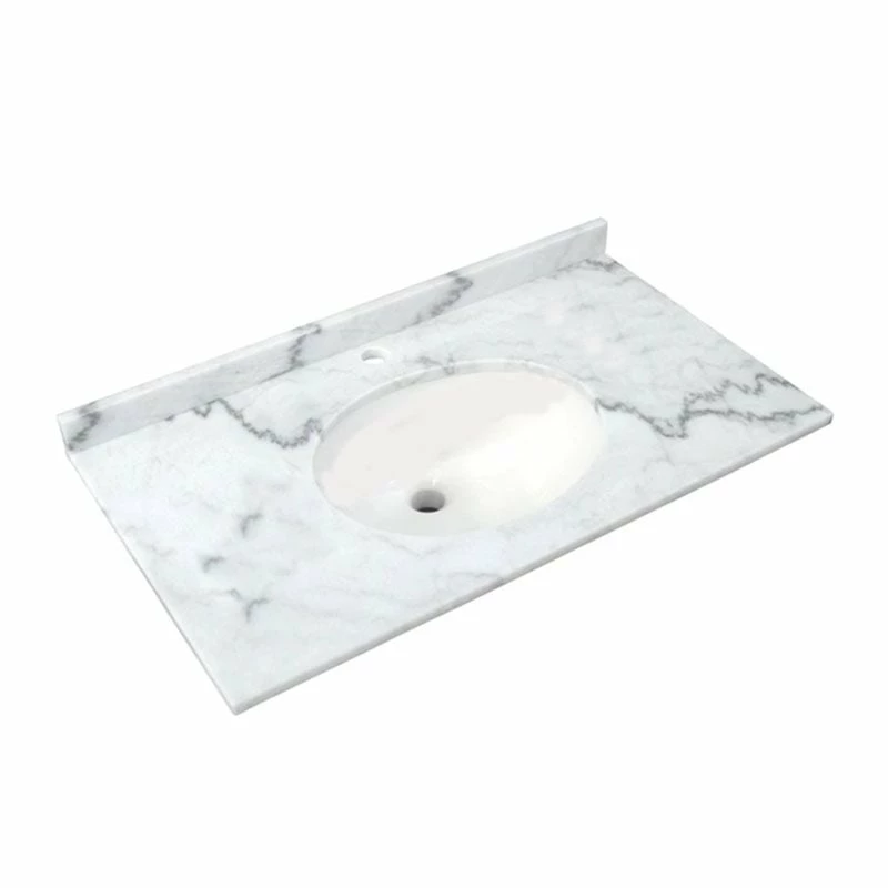 RAK Ceramics Washington 800mm Marble Countertop & Drop In Basin - 1 Tap Hole - White - RAKWCM80W1 1 RAK Ceramics Washington 800mm Marble Countertop & Drop In Basin - 1 Tap Hole - White - RAKWCM80W1