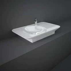 RAK Ceramics Valet 92cm Countertop Right Ledge Basin 1 Tap Hole - Gloss White - VALWB09201AWHA