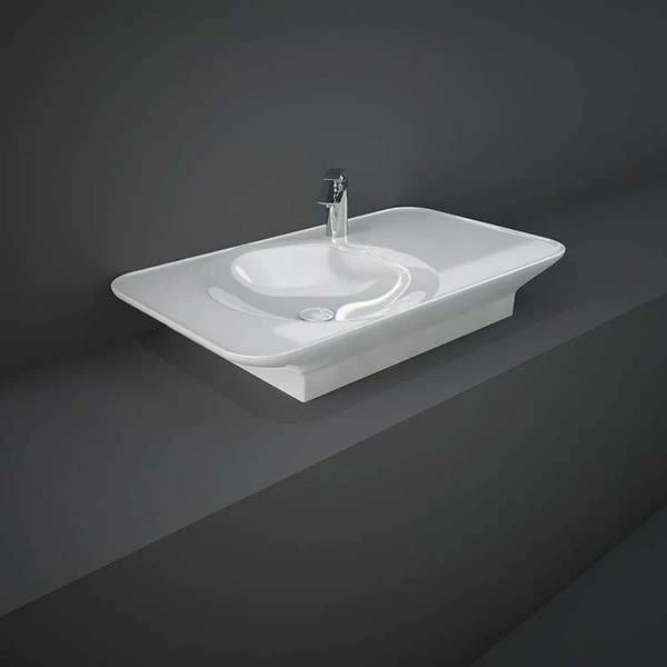 RAK Ceramics Valet 92cm Countertop Right Ledge Basin 1 Tap Hole - Gloss White - VALWB09201AWHA 1 RAK Ceramics Valet 92cm Countertop Right Ledge Basin 1 Tap Hole - Gloss White - VALWB09201AWHA
