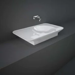 RAK Ceramics Valet 92cm Countertop Left Ledge Basin 0 Tap Hole - Gloss White - VALWB09300AWHA