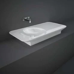 RAK Ceramics Valet 112cm Countertop Right Ledge Basin 0 Tap Hole - Gloss White - VALWB11200AWHA