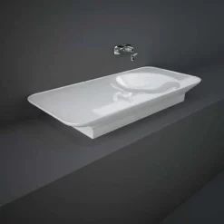 RAK Ceramics Valet 112cm Countertop Left Ledge Basin 0 Tap Hole - Gloss White - VALWB11300AWHA