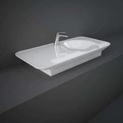 RAK Ceramics Valet 112cm Countertop Left Ledge Basin 1 Tap Hole - Gloss White - VALWB11301AWHA