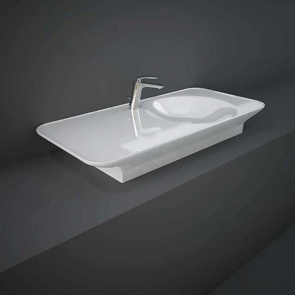 RAK Ceramics Valet 112cm Countertop Left Ledge Basin 1 Tap Hole - Gloss White - VALWB11301AWHA 1 RAK Ceramics Valet 112cm Countertop Left Ledge Basin 1 Tap Hole - Gloss White - VALWB11301AWHA