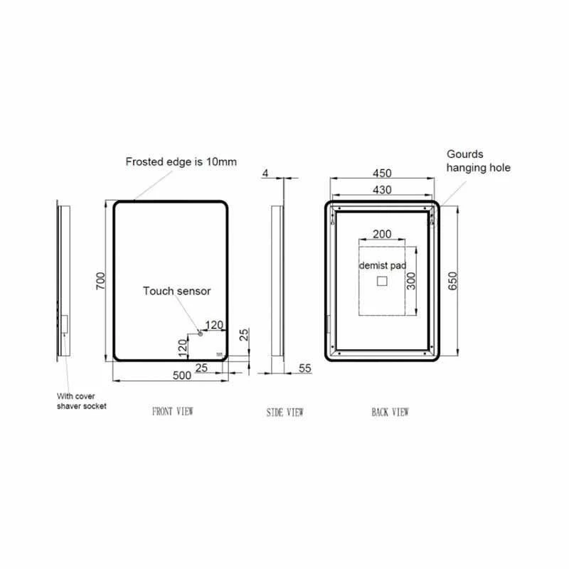 RAK Ceramics Amethyst Portrait LED Mirror With Switch And Demister Pad 700x500mm - RAKAME5001 2 RAK Ceramics Amethyst Portrait LED Mirror With Switch And Demister Pad 700x500mm - RAKAME5001 - Image 2