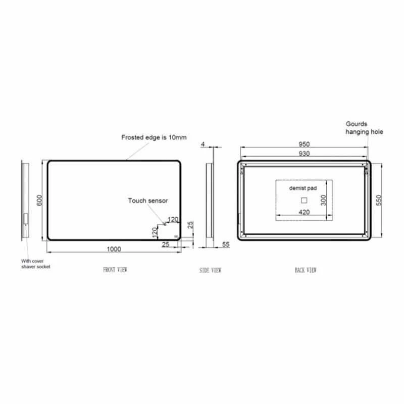 RAK Ceramics Amethyst Portrait LED Mirror With Switch And Demister Pad 600x1000mm - RAKAME5003 2 RAK Ceramics Amethyst Portrait LED Mirror With Switch And Demister Pad 600x1000mm - RAKAME5003 - Image 2