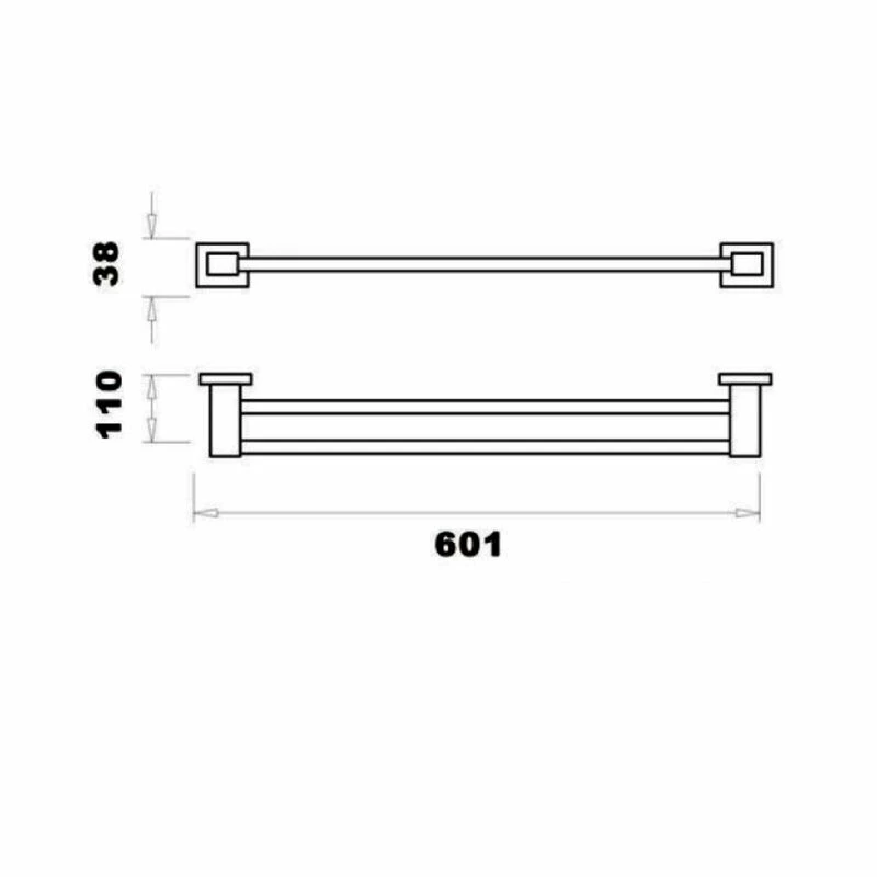 RAK Ceramics Cubis Double Towel Bar 600mm Wide - Black - RAKCUB9912B 2 RAK Ceramics Cubis Double Towel Bar 600mm Wide - Black - RAKCUB9912B - Image 2