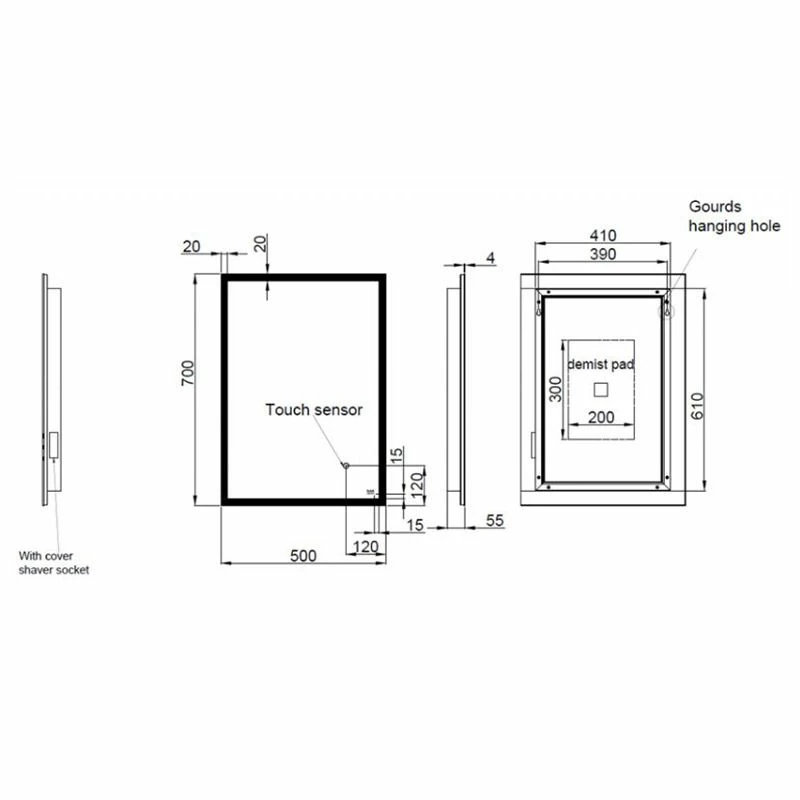 RAK Ceramics Cupid LED Illuminated Portrait Mirror With Demister 700x500mm - RAKCUP5001 2 RAK Ceramics Cupid LED Illuminated Portrait Mirror With Demister 700x500mm - RAKCUP5001 - Image 2