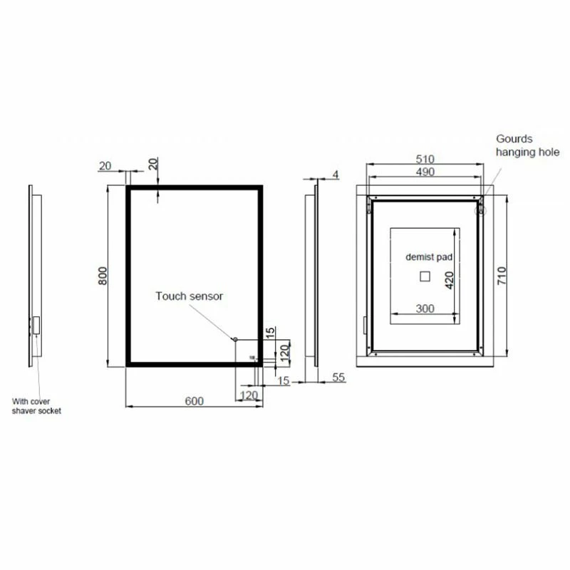 RAK Ceramics Cupid LED Illuminated Portrait Mirror With Demister 800x600mm - RAKCUP5002 2 RAK Ceramics Cupid LED Illuminated Portrait Mirror With Demister 800x600mm - RAKCUP5002 - Image 2