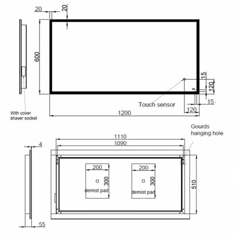 RAK Ceramics Cupid LED Illuminated Landscape Mirror With Demister 600x1200mm - RAKCUP5004 2 RAK Ceramics Cupid LED Illuminated Landscape Mirror With Demister 600x1200mm - RAKCUP5004 - Image 2