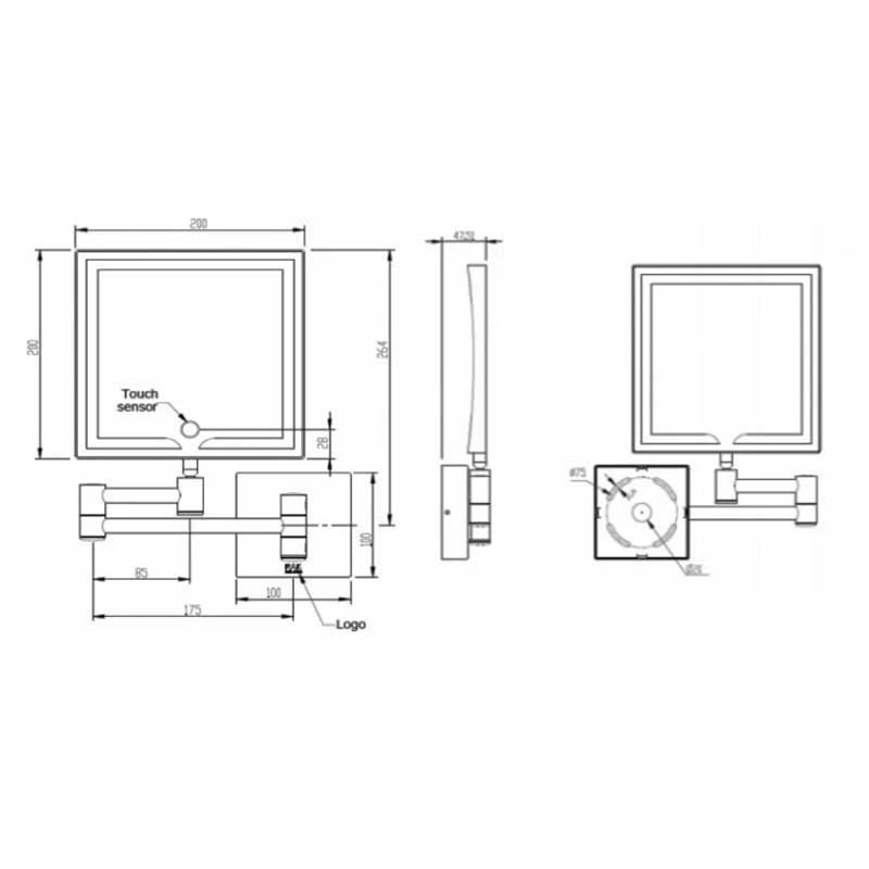 RAK Ceramics Demeter LED Illuminated Square 3x Magnifying Mirror With Touch Sensor Switch 264x200x47mm - RAKDEM5002 2 RAK Ceramics Demeter LED Illuminated Square 3x Magnifying Mirror With Touch Sensor Switch 264x200x47mm - RAKDEM5002 - Image 2