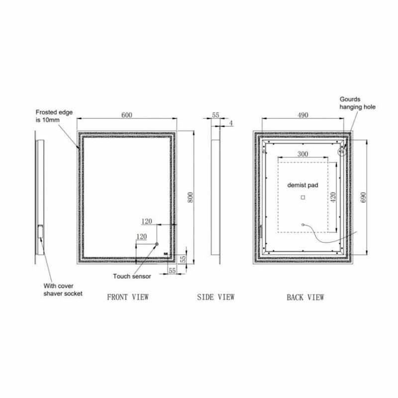 RAK Ceramics Hermes LED Illuminated Portrait Mirror With Demister 800x600mm - RAKHER5001 2 RAK Ceramics Hermes LED Illuminated Portrait Mirror With Demister 800x600mm - RAKHER5001 - Image 2