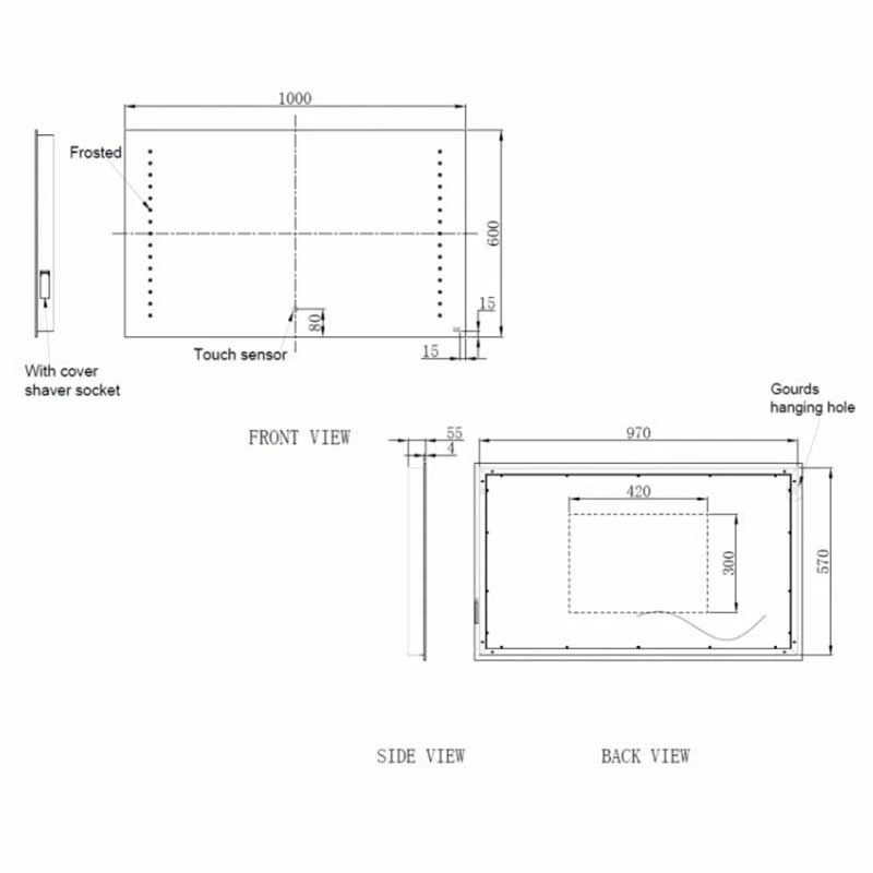 RAK Ceramics Hestia LED Illuminated Landscape Mirror With Demister 600x1000mm - RAKHES5003 2 RAK Ceramics Hestia LED Illuminated Landscape Mirror With Demister 600x1000mm - RAKHES5003 - Image 2