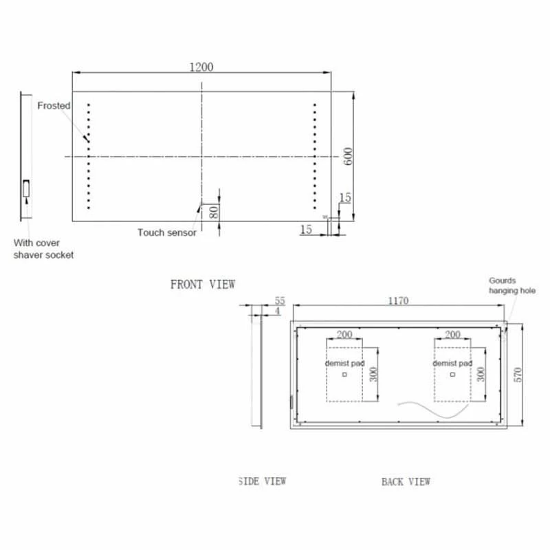 RAK Ceramics Hestia LED Illuminated Landscape Mirror With Demister 800x1200mm - RAKHES5004 2 RAK Ceramics Hestia LED Illuminated Landscape Mirror With Demister 800x1200mm - RAKHES5004 - Image 2