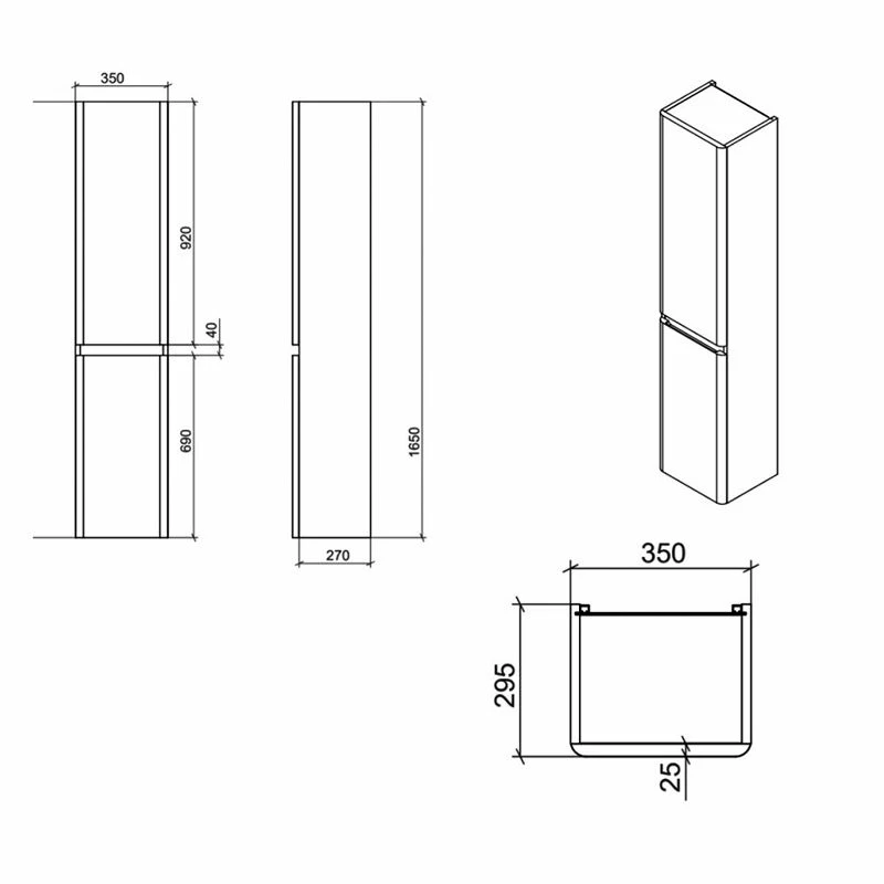 RAK Ceramics Resort Wall Hung Tall Storage Unit - Matt White - RAKRSTTSU35600 2 RAK Ceramics Resort Wall Hung Tall Storage Unit - Matt White - RAKRSTTSU35600 - Image 2