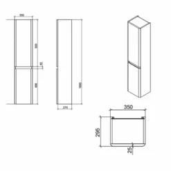 RAK Ceramics Resort Wall Hung Tall Storage Unit - Matt Stone - RAKRSTTSU35601