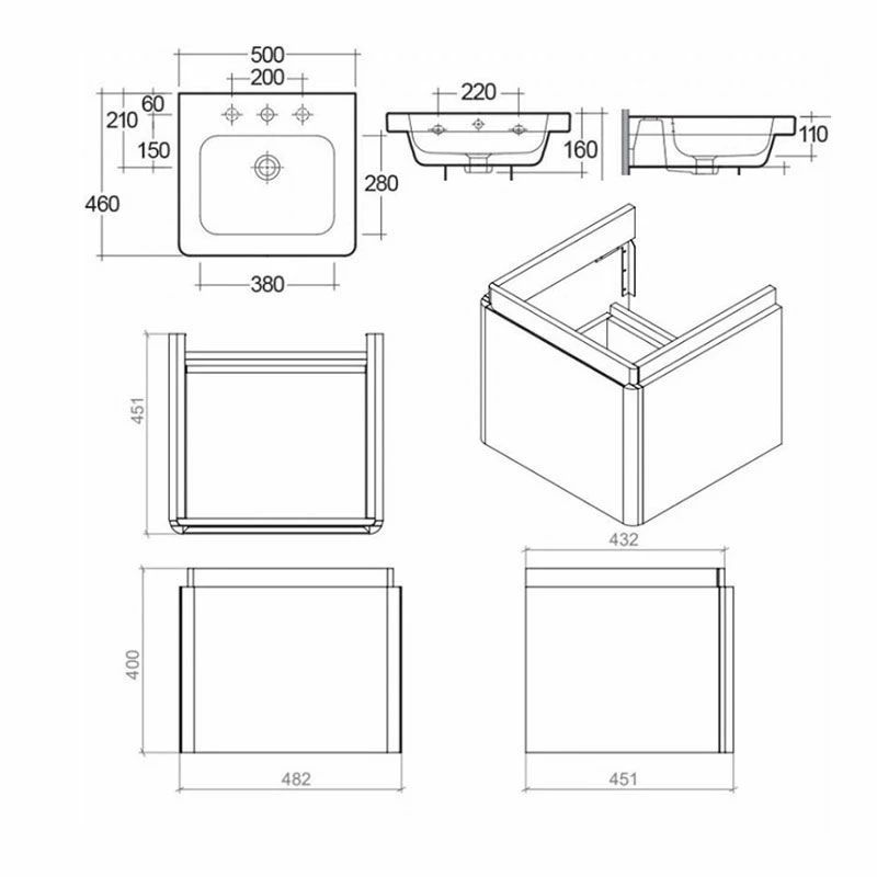 RAK Ceramics Resort Wall Hung Vanity Unit With Single Drawer - Matt Denim Blue - RAKRSTWBU50604 2 RAK Ceramics Resort Wall Hung Vanity Unit With Single Drawer - Matt Denim Blue - RAKRSTWBU50604 - Image 2