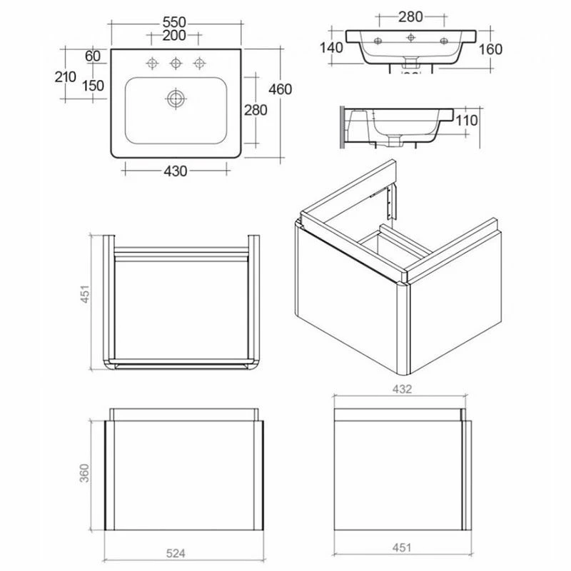 RAK Ceramics Resort Basin Unit With Single Draw - Matt White - RAKRSTWBU55600 2 RAK Ceramics Resort Basin Unit With Single Draw - Matt White - RAKRSTWBU55600 - Image 2
