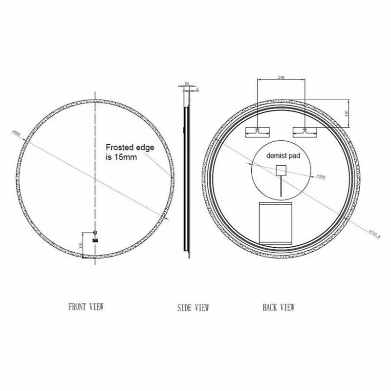 RAK Ceramics Scorpio LED Illuminated Round Mirror With Demister And Touch Sensor Switch 800x800mm - RAKSCO5001 2 RAK Ceramics Scorpio LED Illuminated Round Mirror With Demister And Touch Sensor Switch 800x800mm - RAKSCO5001 - Image 2