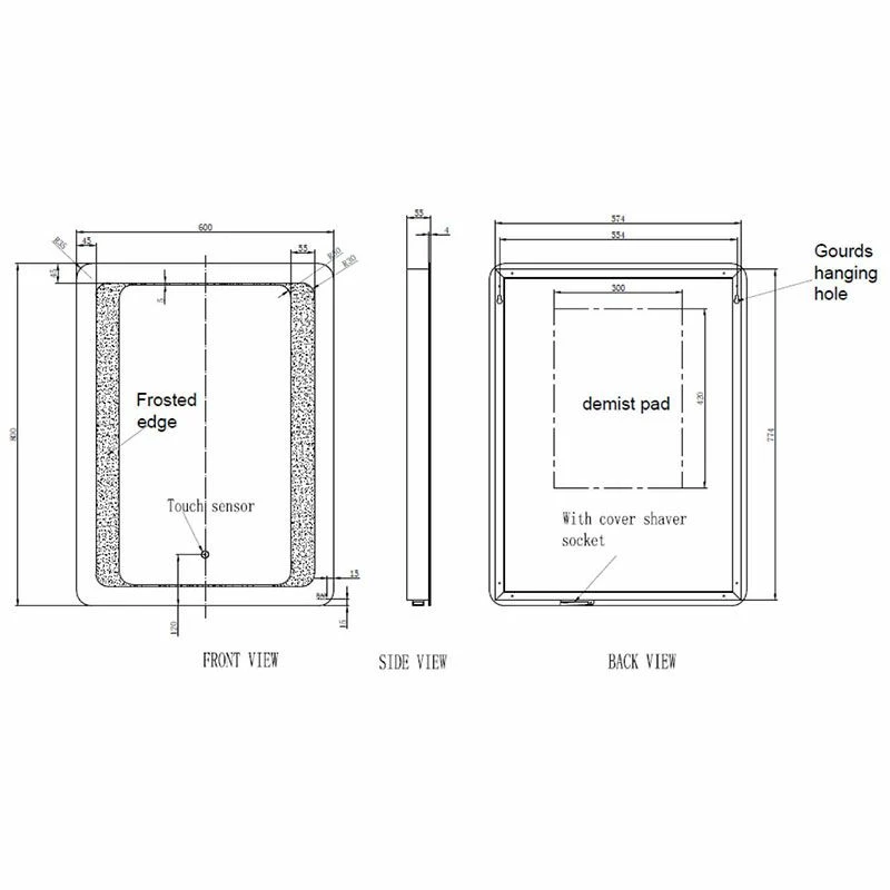 RAK Ceramics Tanzanite LED Illuminated Portrait Mirror With Switch And Demister Pad 800x600mm - RAKTAN5001 2 RAK Ceramics Tanzanite LED Illuminated Portrait Mirror With Switch And Demister Pad 800x600mm - RAKTAN5001 - Image 2