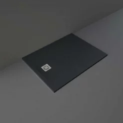 RAK Ceramics Feeling 1200 X 900mm Stone Effect Shower Tray With Anti Slip - Black - RFST090120S504