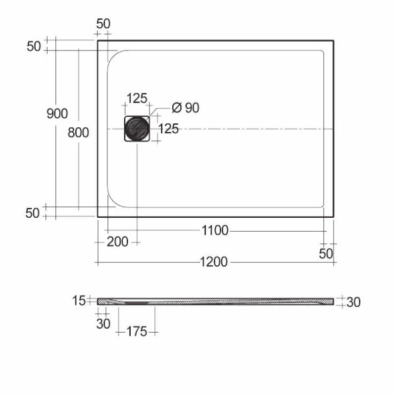 RAK Ceramics Feeling 1200 X 900mm Stone Effect Shower Tray With Anti Slip - Black - RFST090120S504 2 RAK Ceramics Feeling 1200 X 900mm Stone Effect Shower Tray With Anti Slip - Black - RFST090120S504 - Image 2