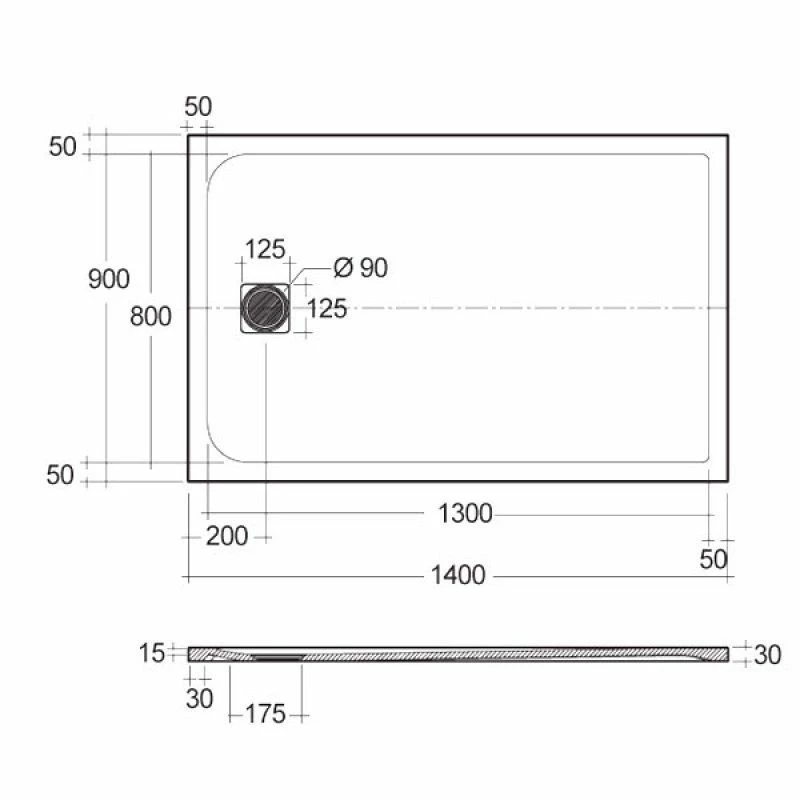 RAK Ceramics Feeling 1400 X 900mm Stone Effect Shower Tray With Anti Slip - Cappuccino - RFST090140S514 2 RAK Ceramics Feeling 1400 X 900mm Stone Effect Shower Tray With Anti Slip - Cappuccino - RFST090140S514 - Image 2