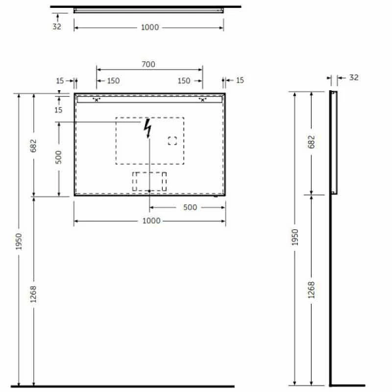 RAK Ceramics Joy Wall Hung Mirror With LED Light & Demister 100 X 68cm - JOYMR10068LED 2 RAK Ceramics Joy Wall Hung Mirror With LED Light & Demister 100 X 68cm - JOYMR10068LED - Image 2