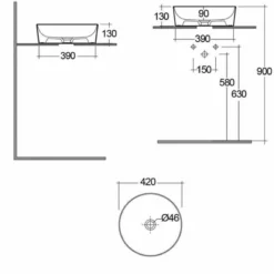 RAK-Feeling 42cm Round Slim Countertop Wash Basin - Alpine White - FEECT4200AWHA -IDEAL STANDARD Shop rak feeling feect4200awha dimensions