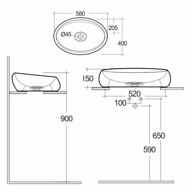 RAK Ceramics Cloud 60cm Countertop Basin - Matt Black - CLOCT6000504A 2 RAK Ceramics Cloud 60cm Countertop Basin - Matt Black - CLOCT6000504A - Image 2