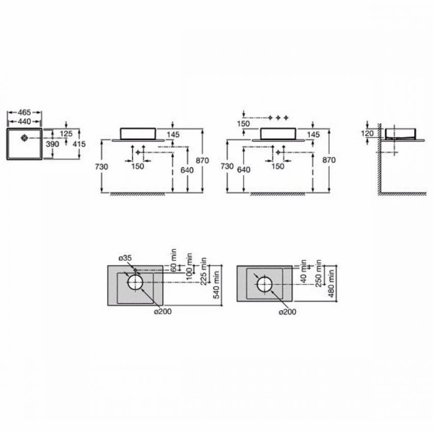 Roca Sofia Countertop Basin 0 Taphole - 465 X 415mm - 327720000 2 Roca Sofia Countertop Basin 0 Taphole - 465 X 415mm - 327720000 - Image 2