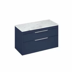 Britton Shoreditch Wall Hung Vanity Unit With Two Drawers 970 X 540 X 435mm - Matt Blue - S100DDB