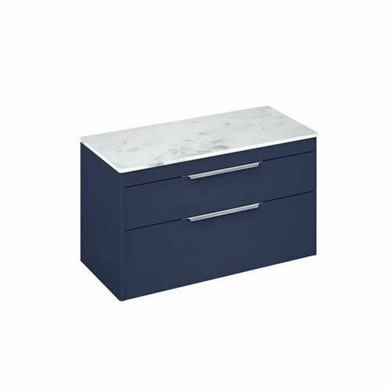 Britton Shoreditch Wall Hung Vanity Unit With Two Drawers 970 X 540 X 435mm - Matt Blue - S100DDB 1 Britton Shoreditch Wall Hung Vanity Unit With Two Drawers 970 X 540 X 435mm - Matt Blue - S100DDB