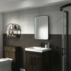 Sensio Aspect Floating Edge Rectangular LED Mirror 700x500x63mm - Matt Black - SE30198C0