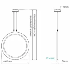 Sensio Ivy Hanging Two-sided Colour Changeable LED Mirror 1440x600x140mm - Matt Black - SE30298P0 5 Sensio Ivy Hanging Two-sided Colour Changeable LED Mirror 1440x600x140mm - Matt Black - SE30298P0 -IDEAL STANDARD Shop s e sensio se30298p0 dims