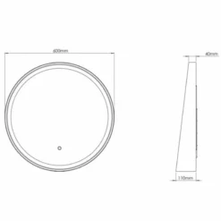 Sensio Dawn Round LED Mirror With Frame & Shelf 600x110mm - Matt Black - SE30398T0 -IDEAL STANDARD Shop s e sensio se30398t0 dims