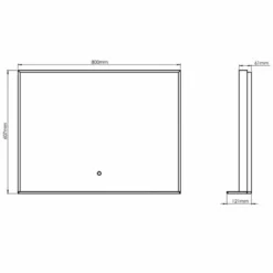 Sensio Element TrioTone LED Mirror With Built In Shelf & QI Charger 800x600x121mm - Matt Black - SE30498T0 7 Sensio Element TrioTone LED Mirror With Built In Shelf & QI Charger 800x600x121mm - Matt Black - SE30498T0 -IDEAL STANDARD Shop s e sensio se30498t0 dims