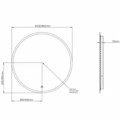 Sensio Como Round Backlit Colour Changeable LED Mirror 600x35mm - SE30682C0 7 Sensio Como Round Backlit Colour Changeable LED Mirror 600x35mm - SE30682C0 -IDEAL STANDARD Shop s e sensio se30682c0 dims 1